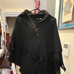 Duo Black Woven Pancho